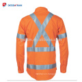 Camiseta de polo de seguridad de manga larga naranja completa Seguridad reflectante uso diurno / nocturno Ropa de trabajo de carretera